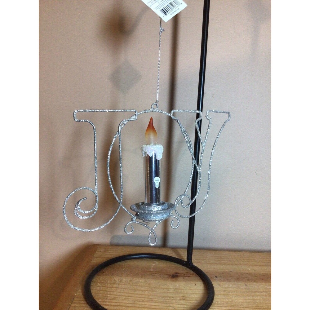 Midwest Christmas Window Tree Ornament Lighted LED "JOY" with Candle NWT